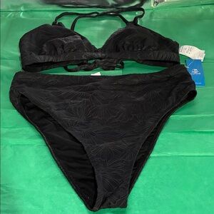 Cupshe Black Textured Bikini Set